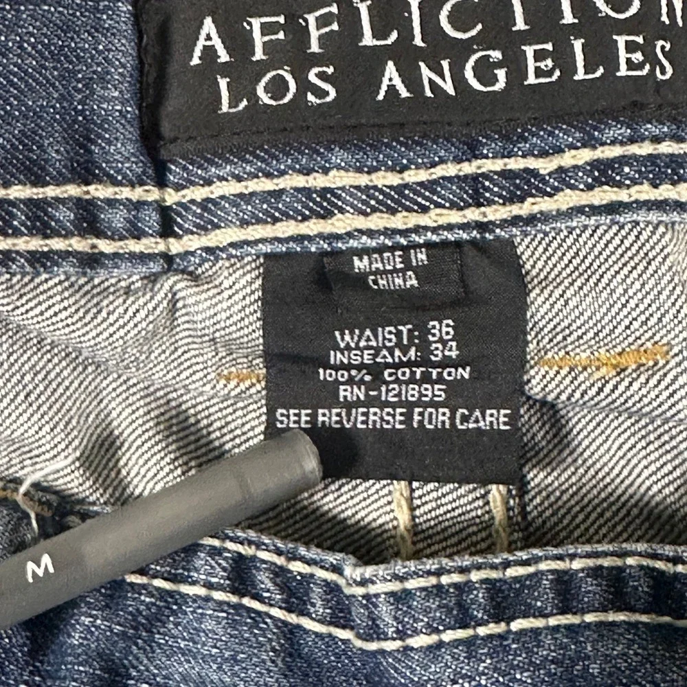 Affliction Los Angeles Cooper Relaxed Fit Jeans Mens 36x34 Blue Distressed Y2K